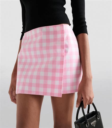 Womens Prada pink Gingham Mini Skirt 